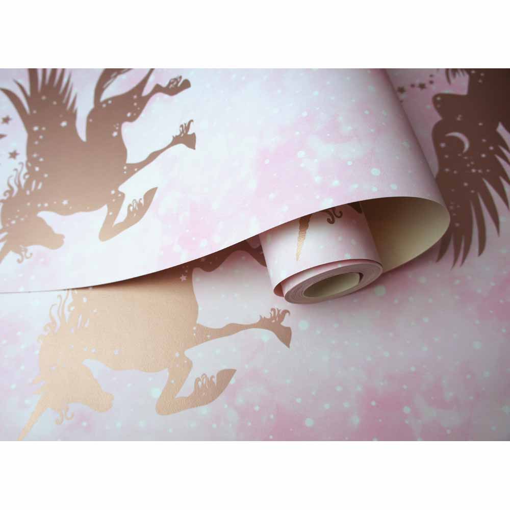 Iridescent Unicorns Pink and Rose Gold Wallpaper Image 3
