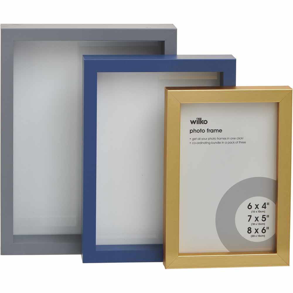 Wilko Navy Multi Photo Frame 3pk Wilko