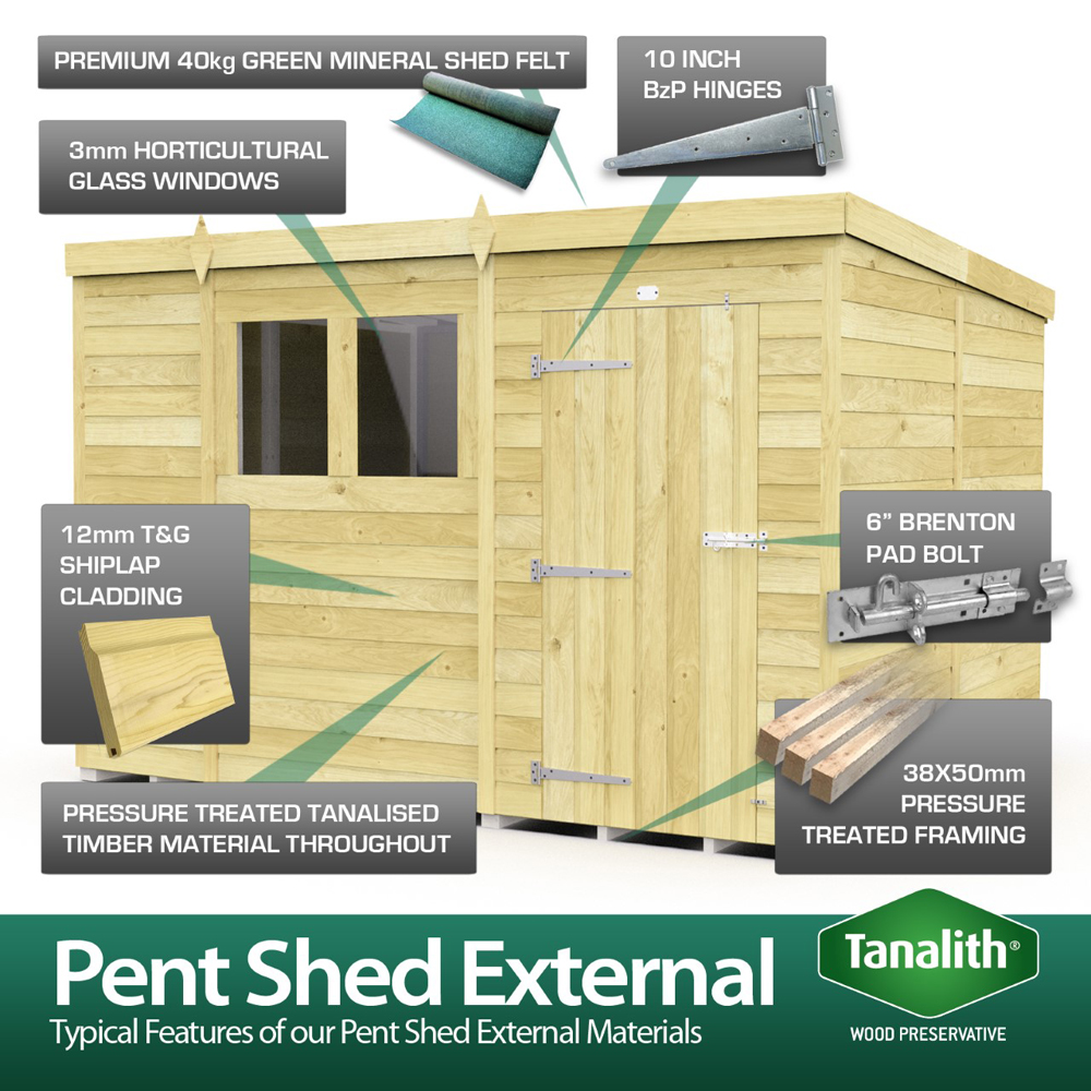 DIY Sheds 11 x 5ft Tongue and Groove Timber Pent Security Garden Shed Image 8