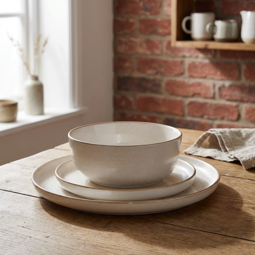 12 Piece Sesame Speckle Stoneware Dinner Set - Oatmeal Image 8