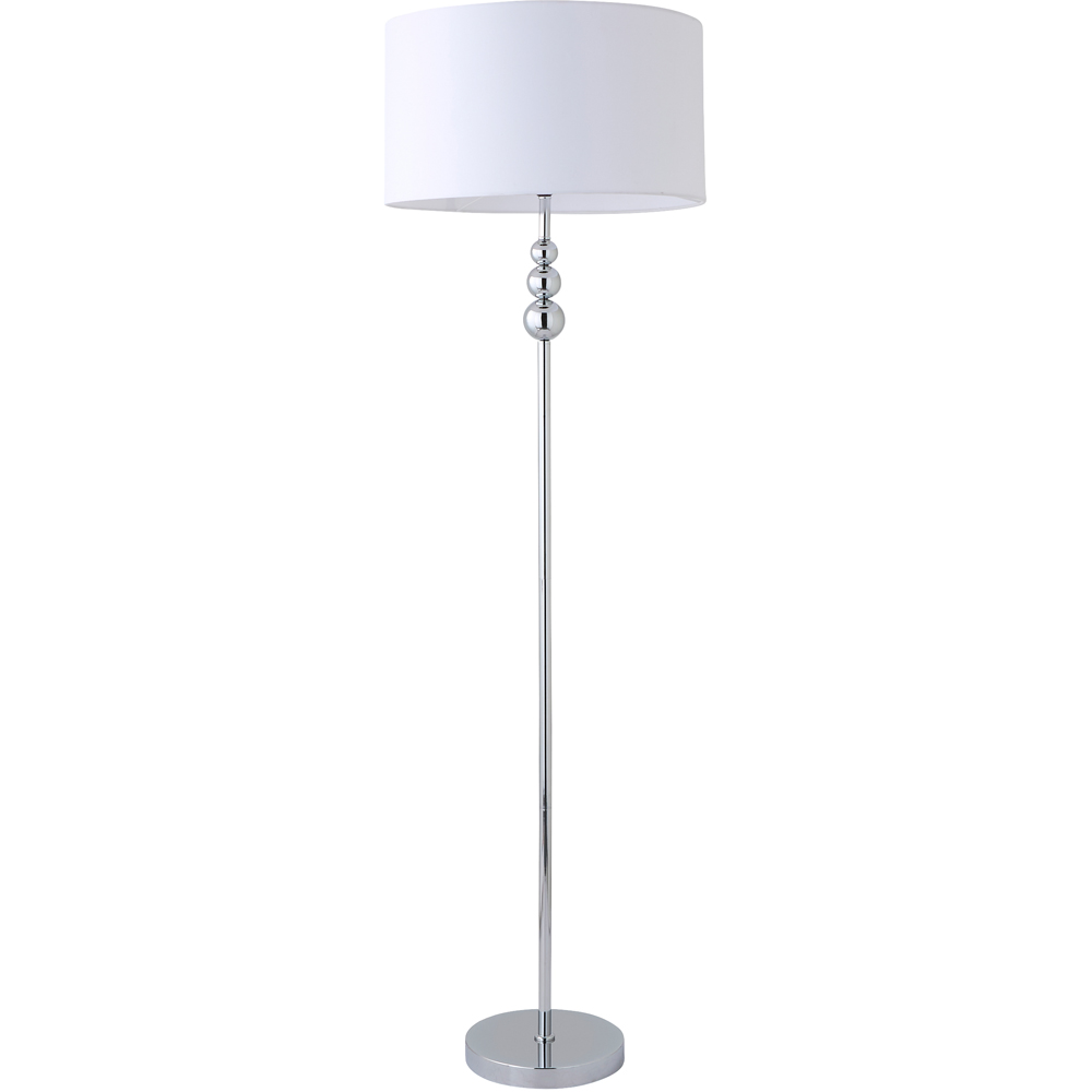 ValueLights Marissa Reni White Shade and Chrome Ball LED Floor Lamp Image 1