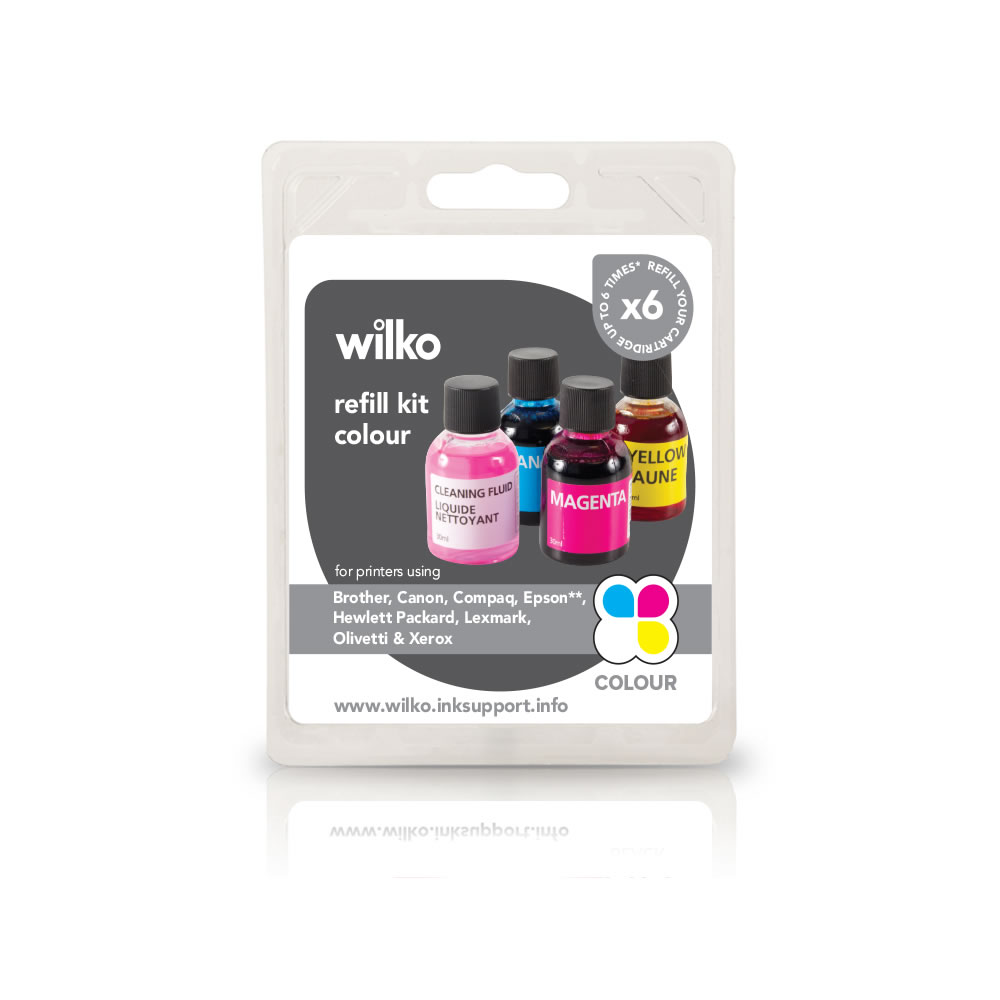 Wilko Ink Cartridge Refill Kit Colour 4 pack Image 1