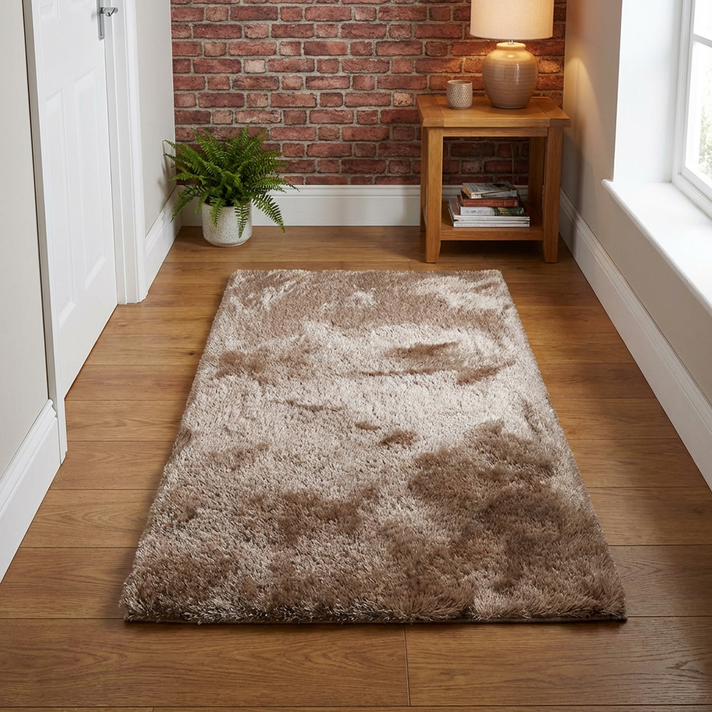 Taupe Silky Shaggy Rug 150 x 80cm Image 5