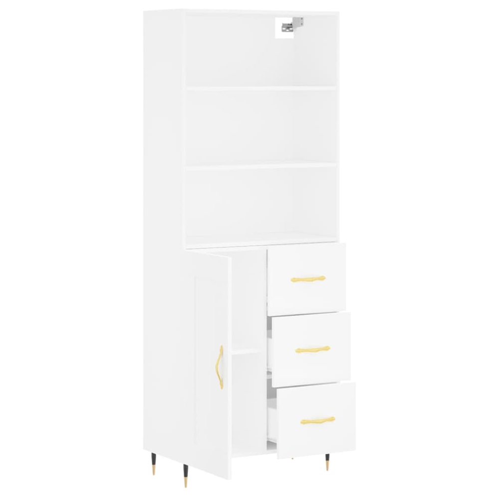 vidaXL Single Door 3 Drawer 3 Shelf White Highboard Image 4
