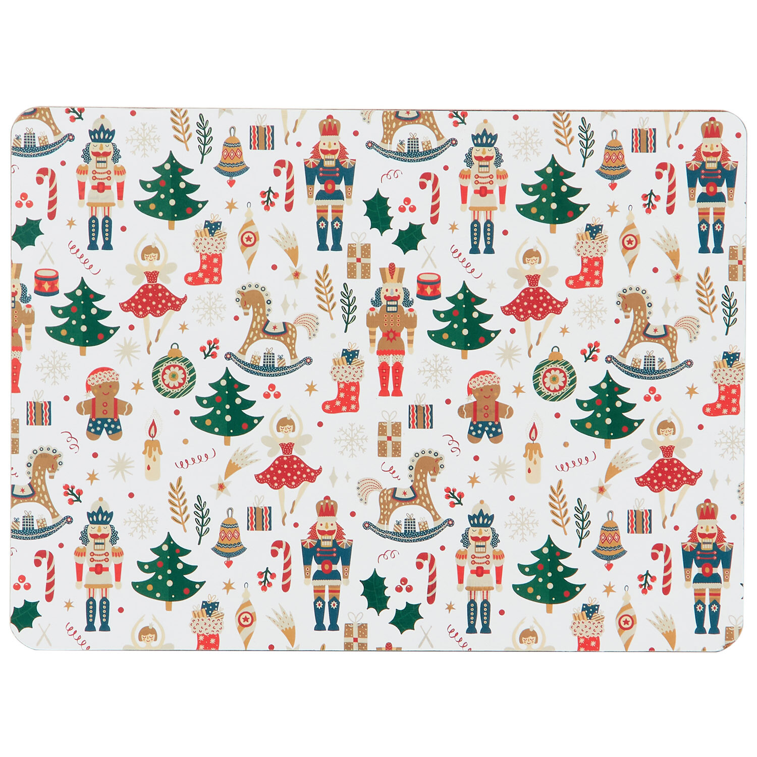 Pack of 4 Xmas Cork Back Placemats and Coasters - Multicolour Image 3