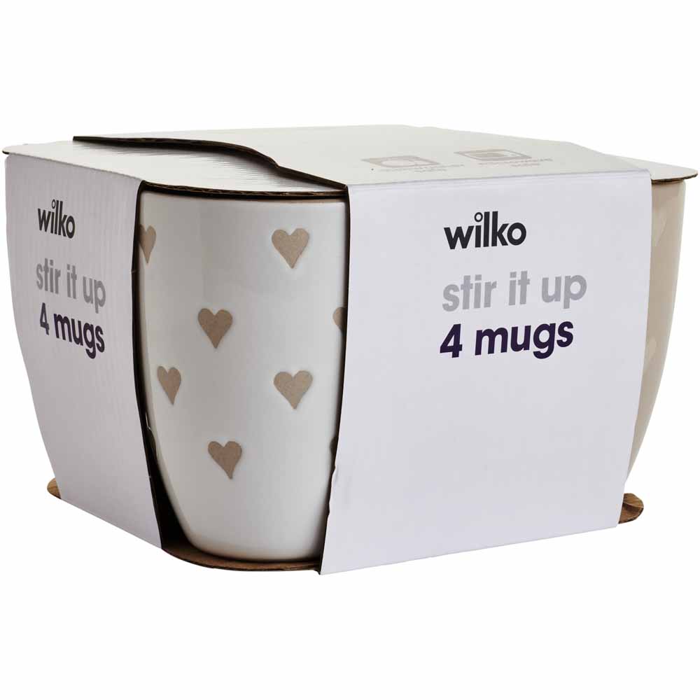 Wilko Heart Mugs 4pk Image 2