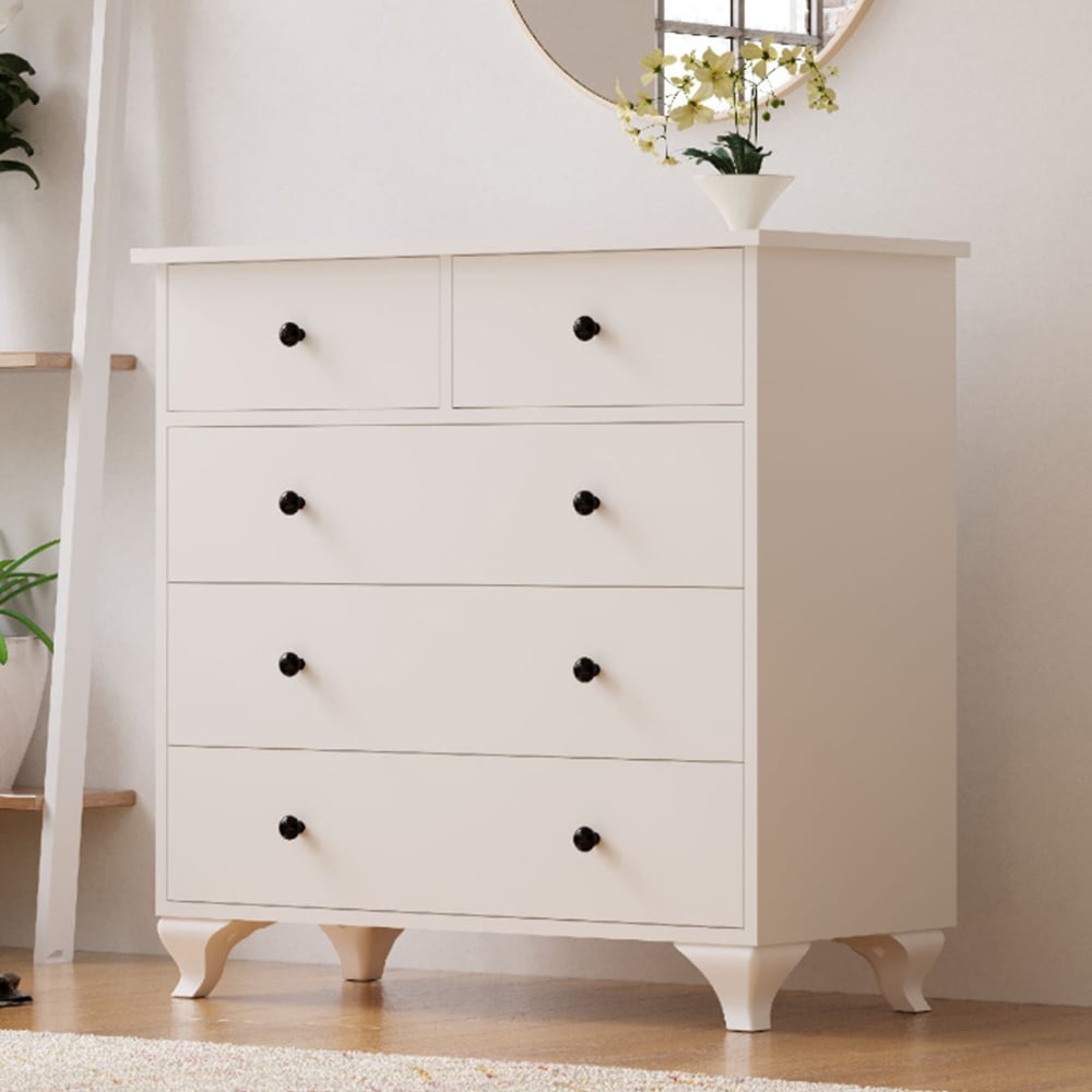 Evu ECU 5 Drawer White Chest of Drawers Image 5