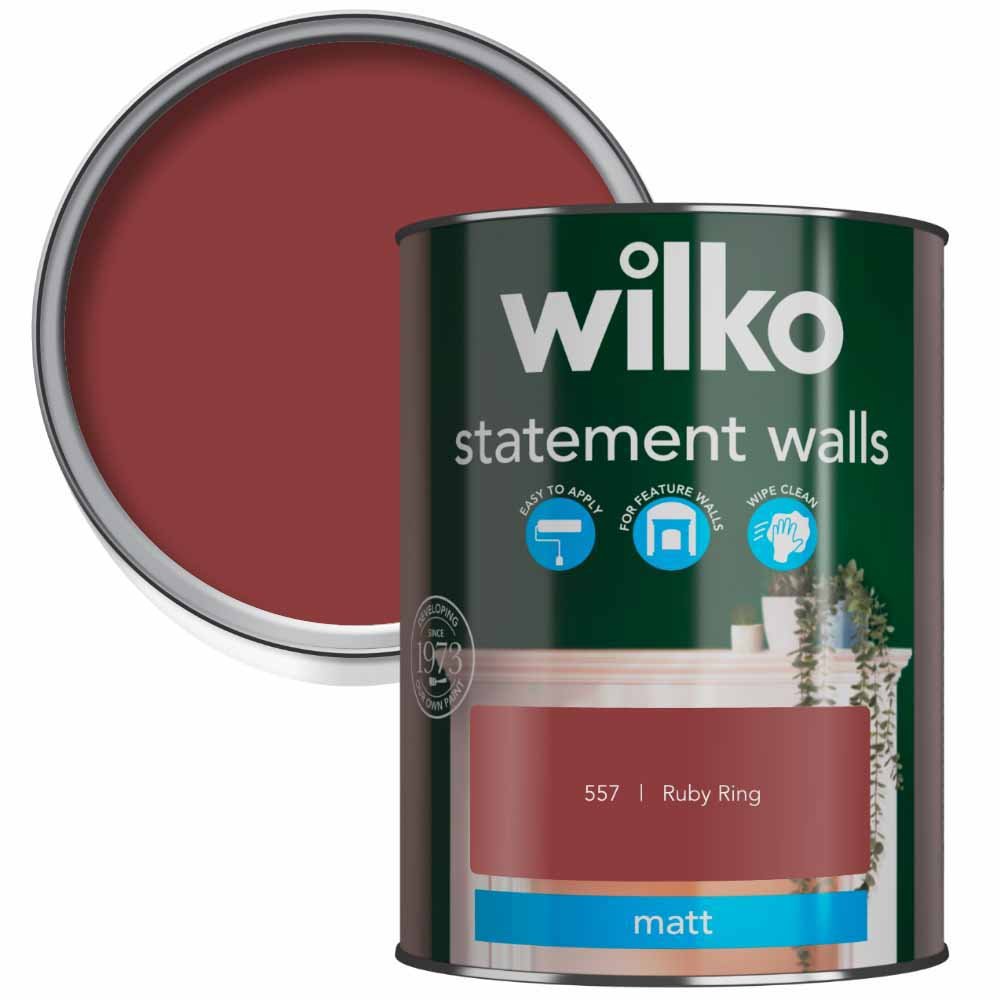 Wilko Statement Walls Ruby Ring Matt Emulsion Paint 1.25L Image 1