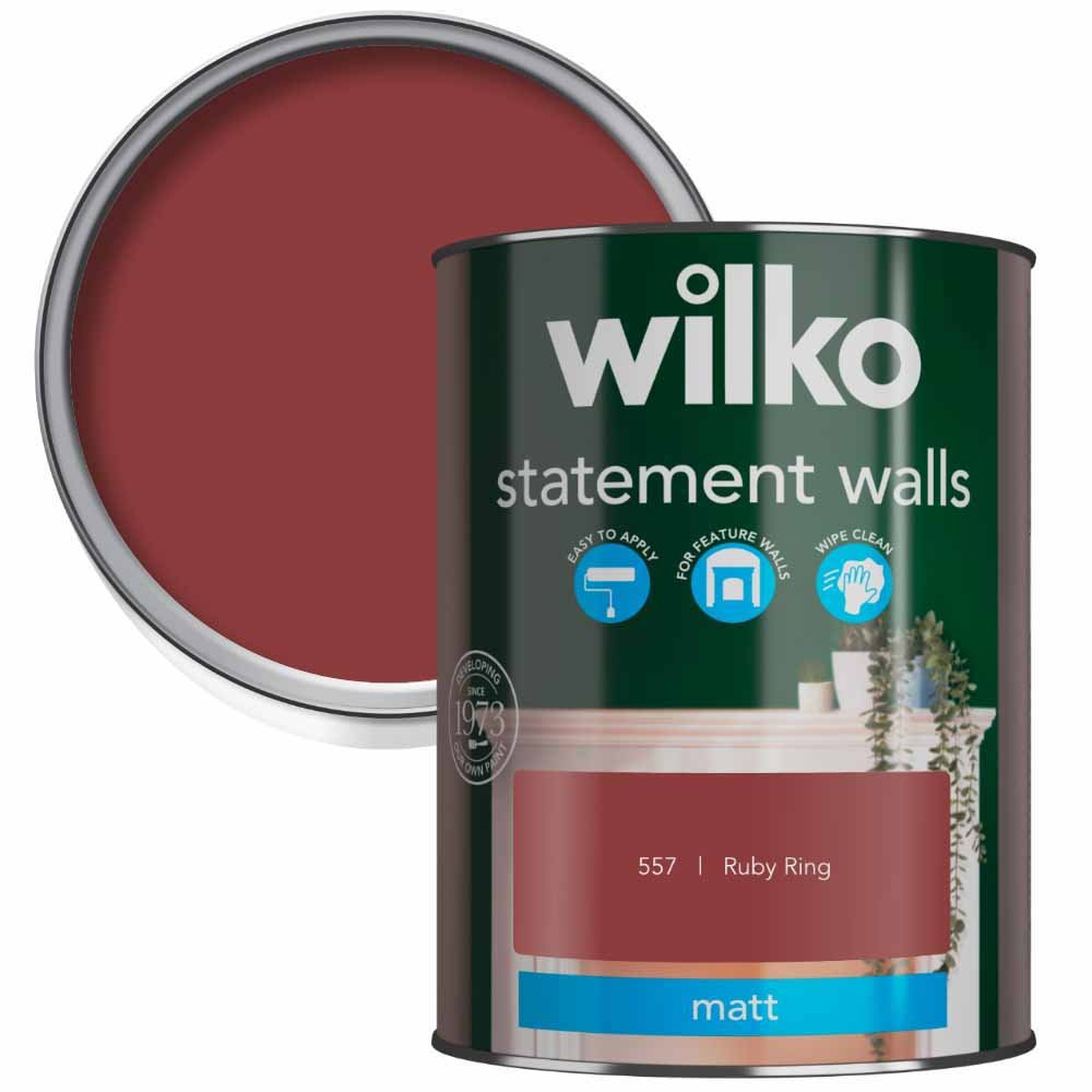 Wilko Statement Walls Ruby Ring Matt Emulsion Paint 1250ml Image 1