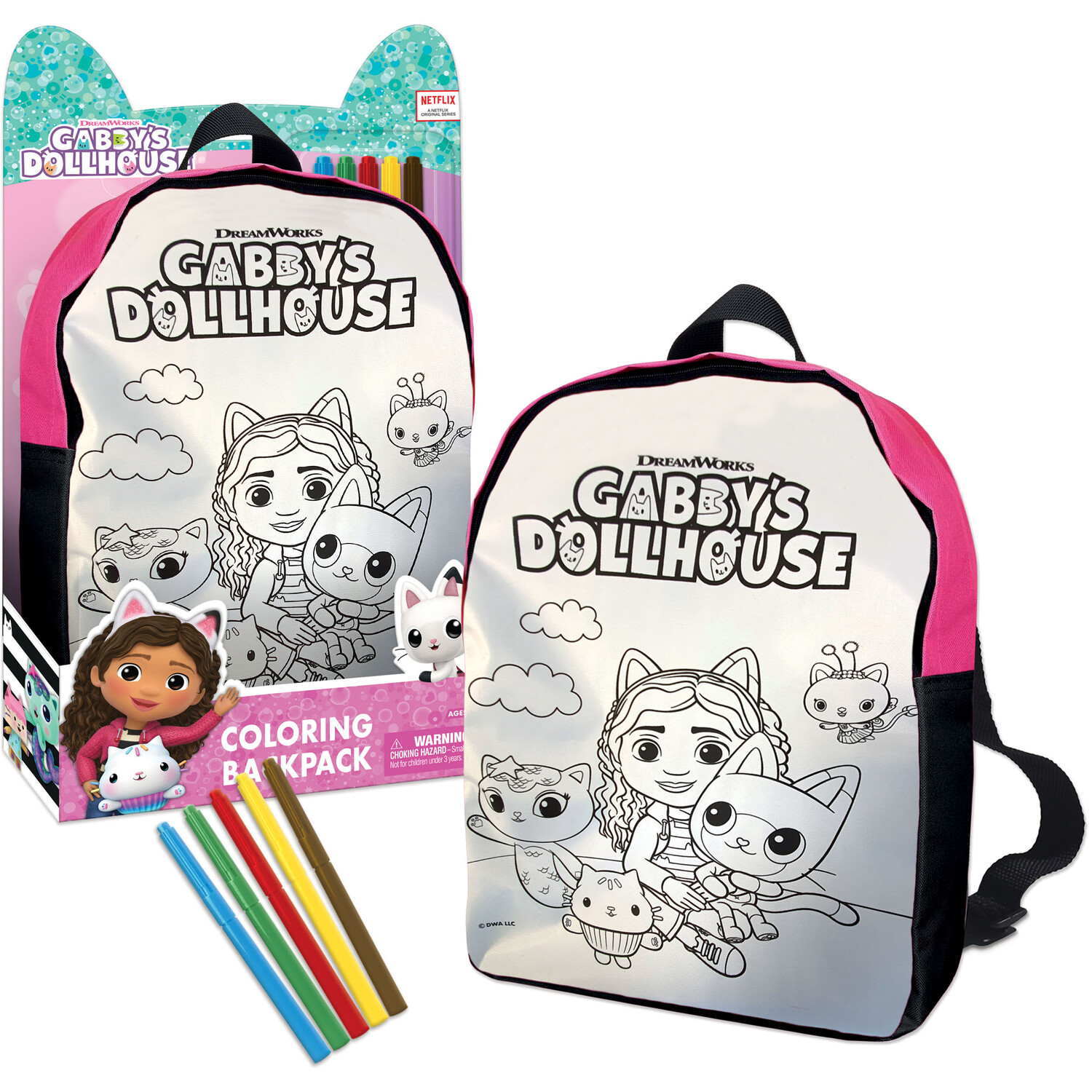 Gabby's Dollhouse Colour-In Backpack - Pink Image 3