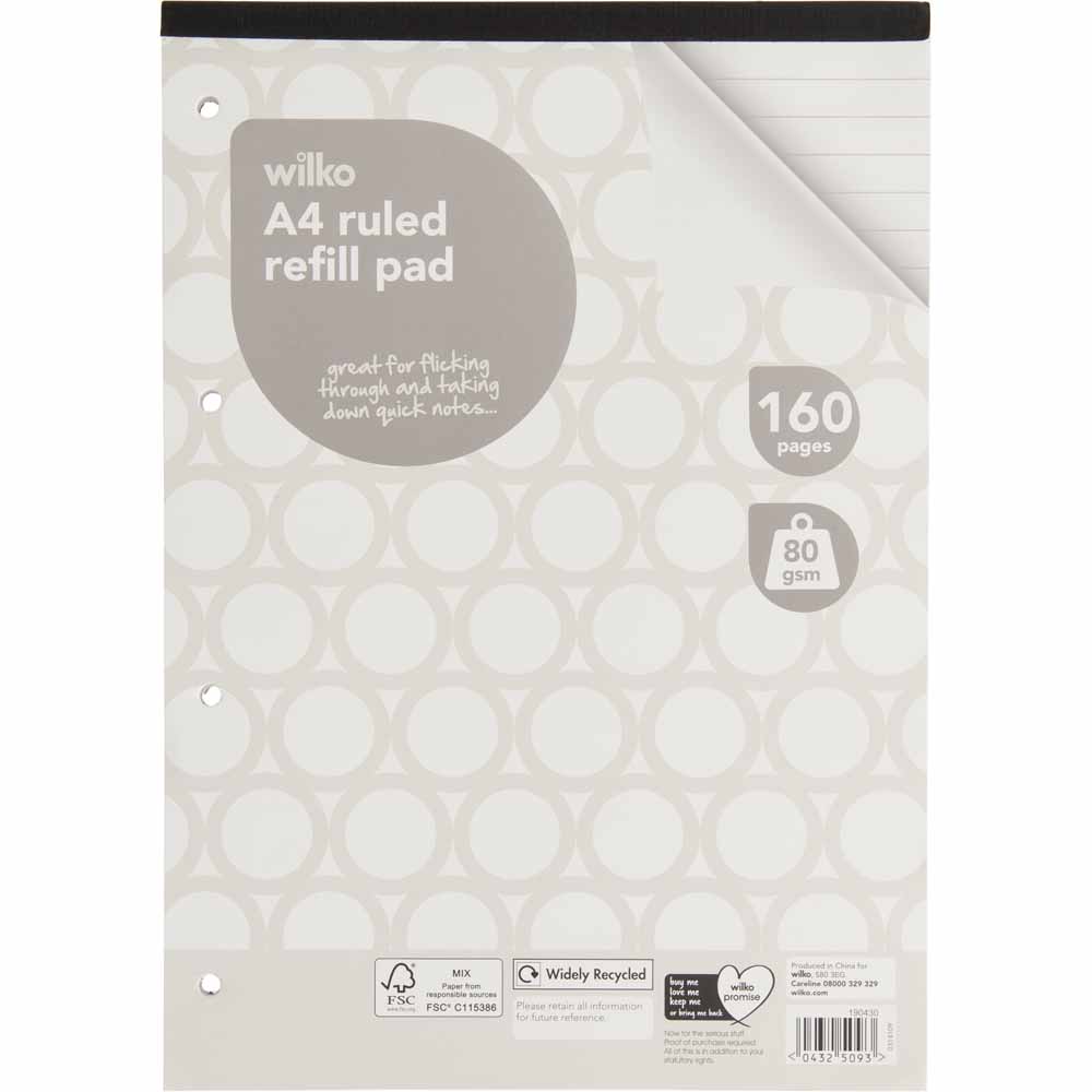 School for Students,Free P&P A4 Refill Pad Lined Ruled Paper,160 Pages Office 