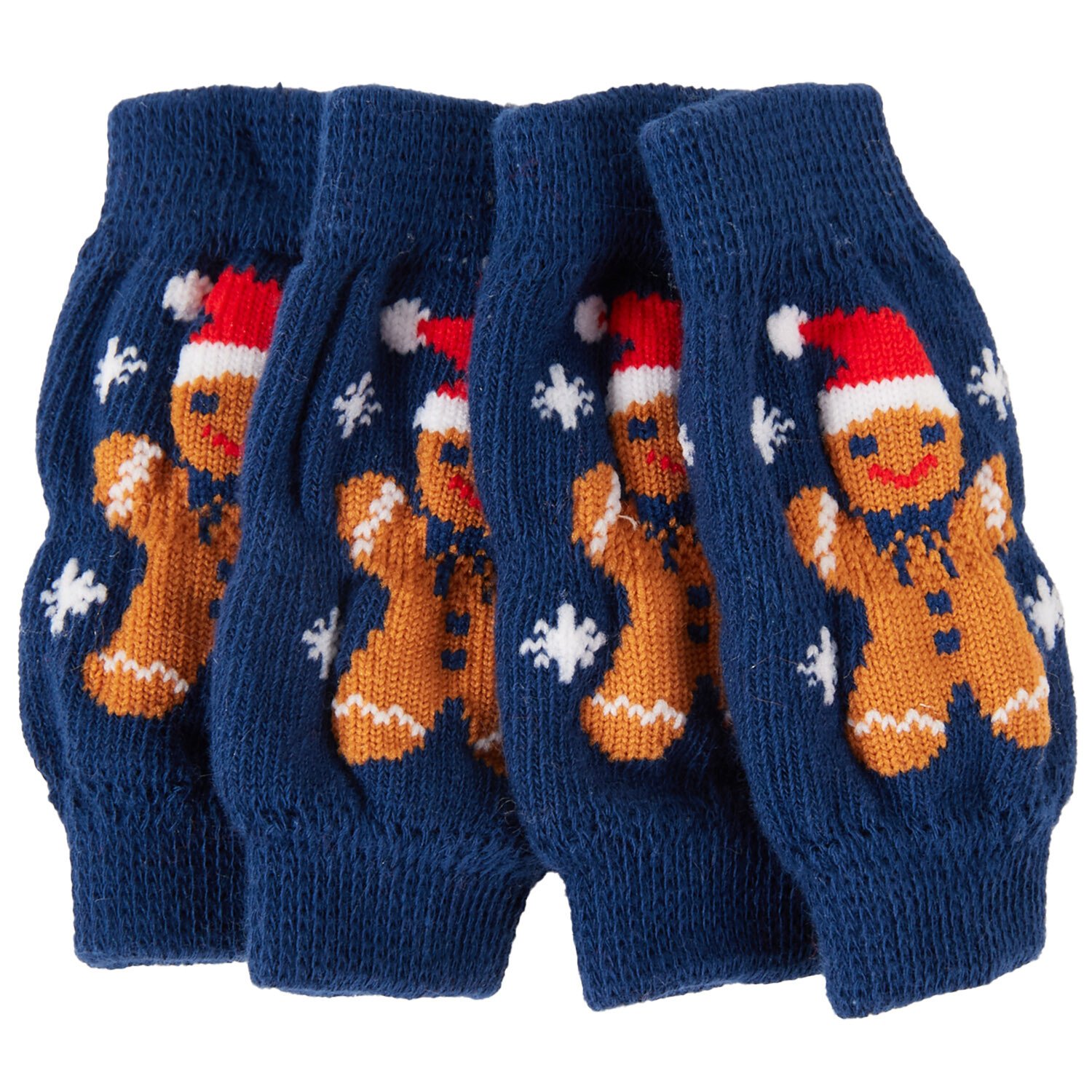 Festive Pet Leg Warmers - Blue / Gingerbread Image 1