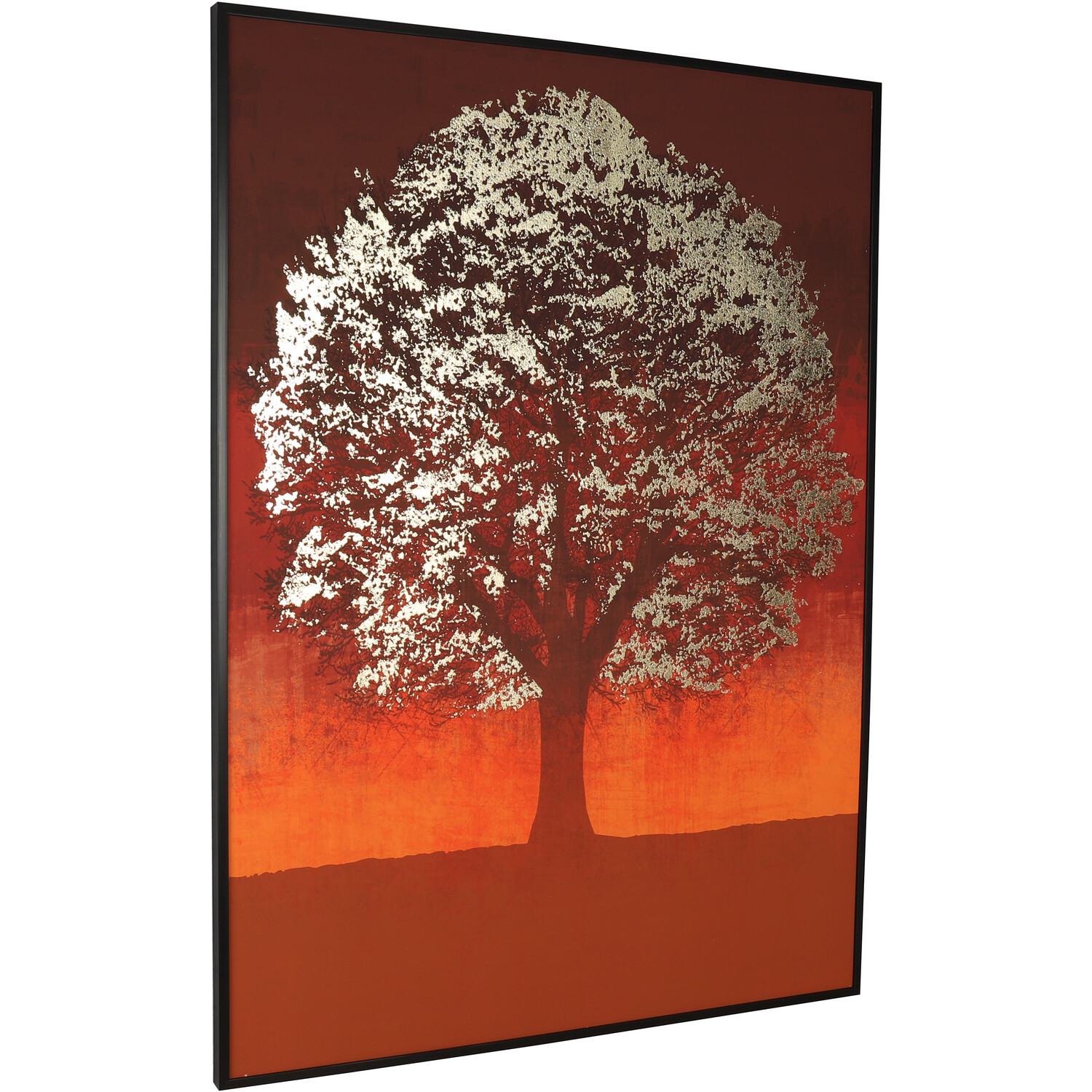Sunset Foiled Tree Framed Canvas - Orange Image 2
