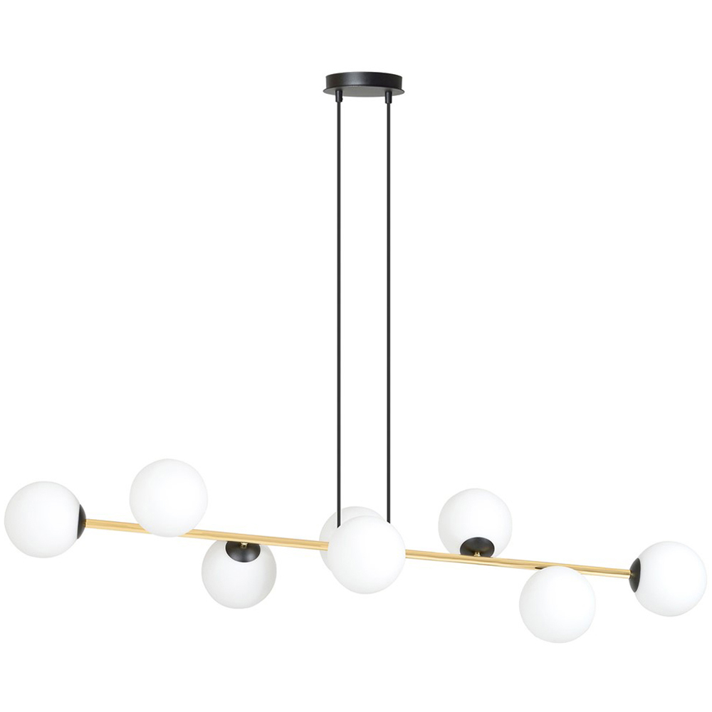 Emibig Gravity 8 Light White Shade Black and Gold E14 Ceiling Pendant Light Image 1
