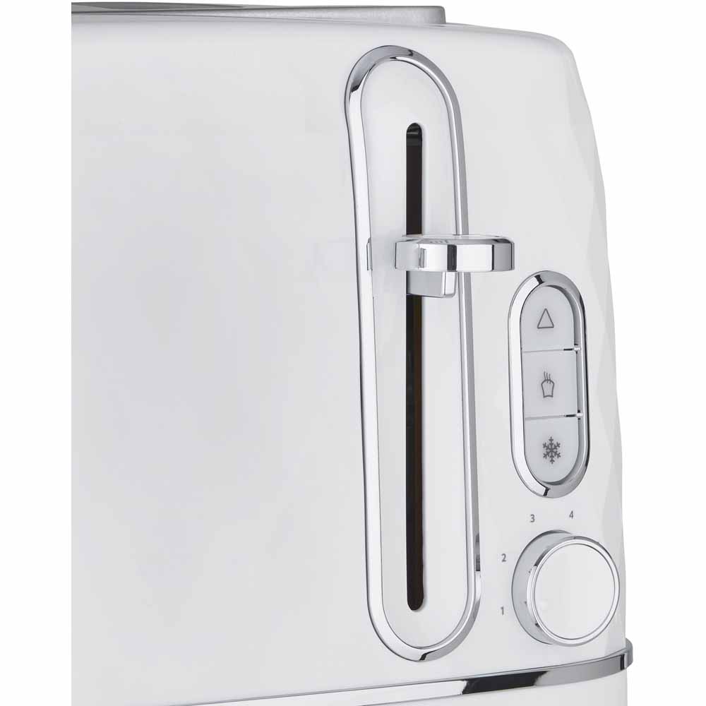 Wilko White Diamond 4 Slice Toaster Image 2