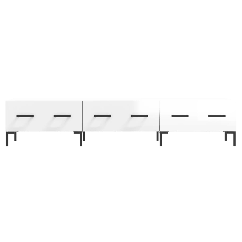 vidaXL 3 Drawer High Gloss White TV Cabinet Image 5