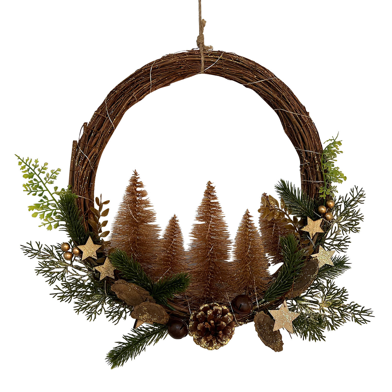 LED Tree Hanging Wreath - Brown Image