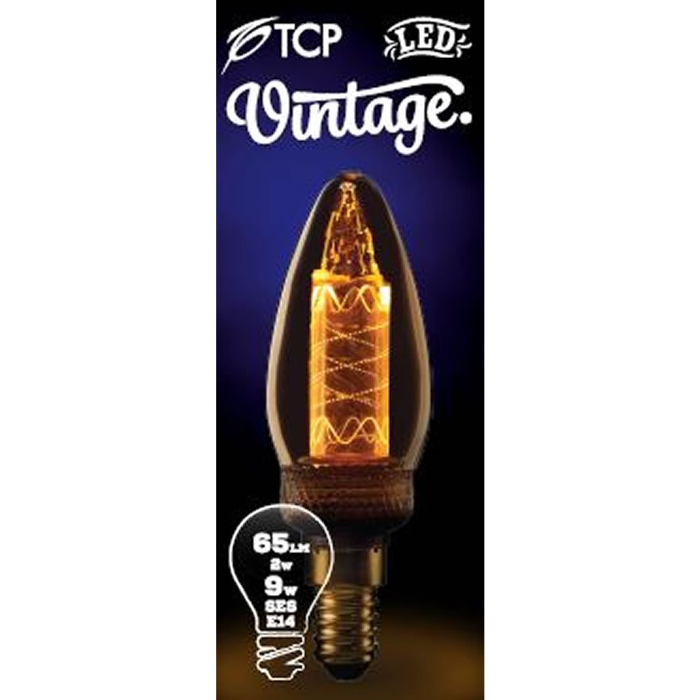 TCP 1 pack Small Screw E14/SES LED 65 Lumens Vinta ge Twisted Candle Light Bulb  - wilko