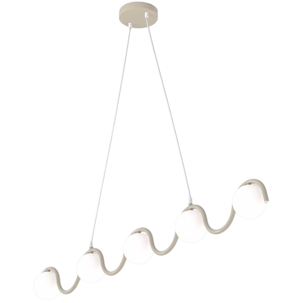 Emibig Sinus 5 Light Beige Linear Design G9 Ceiling Pendant Light Image 1