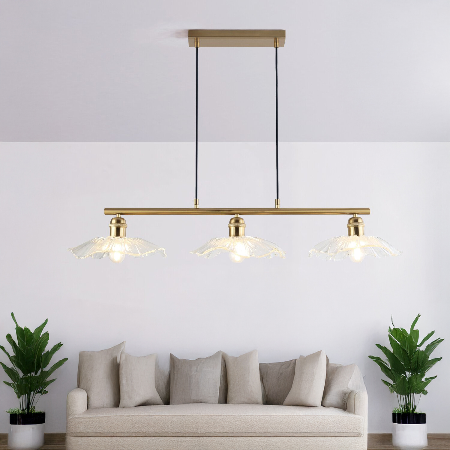 3 Light Flower Ceiling Fitting Champagne Image 6