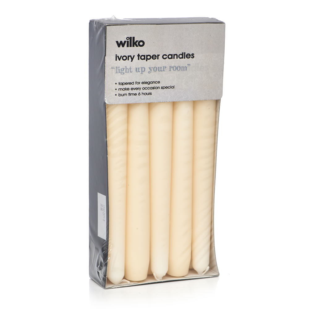 Wilko Ivory Taper Candles 10 Pack Image
