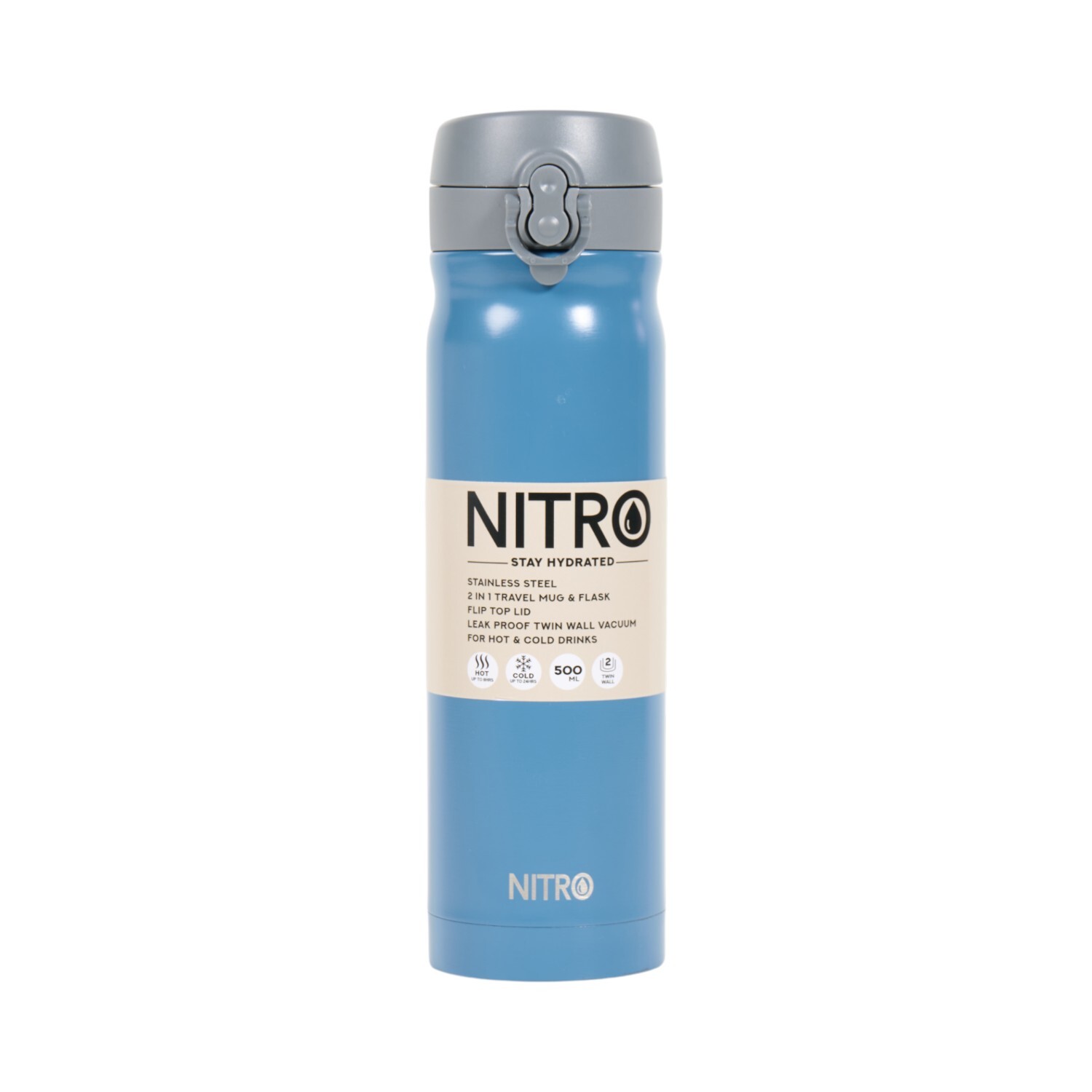 Nitro Stainless Steel Travel Flask and Mug Image 3