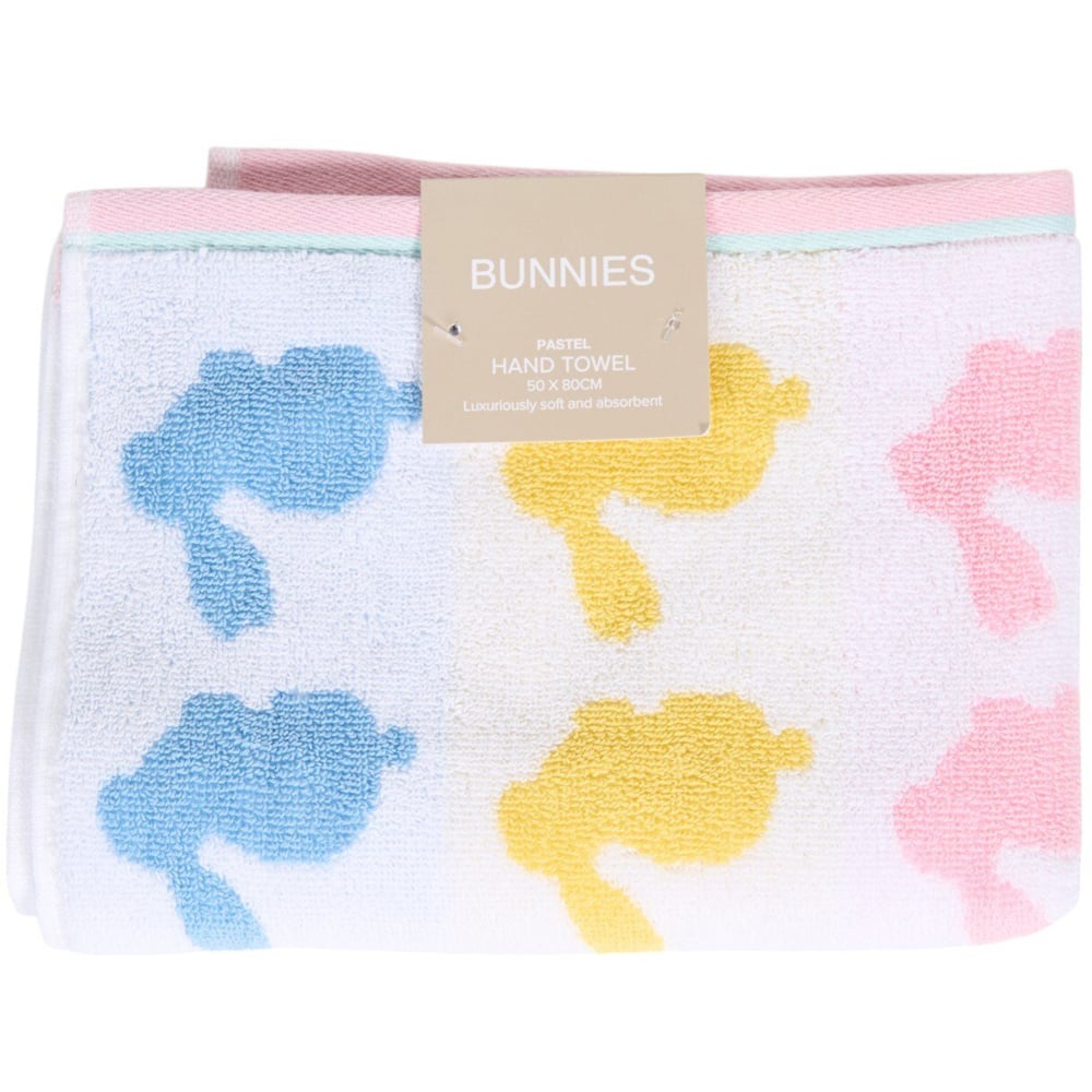Pastel Bunnies Hand Towel - Multicolour Image 1