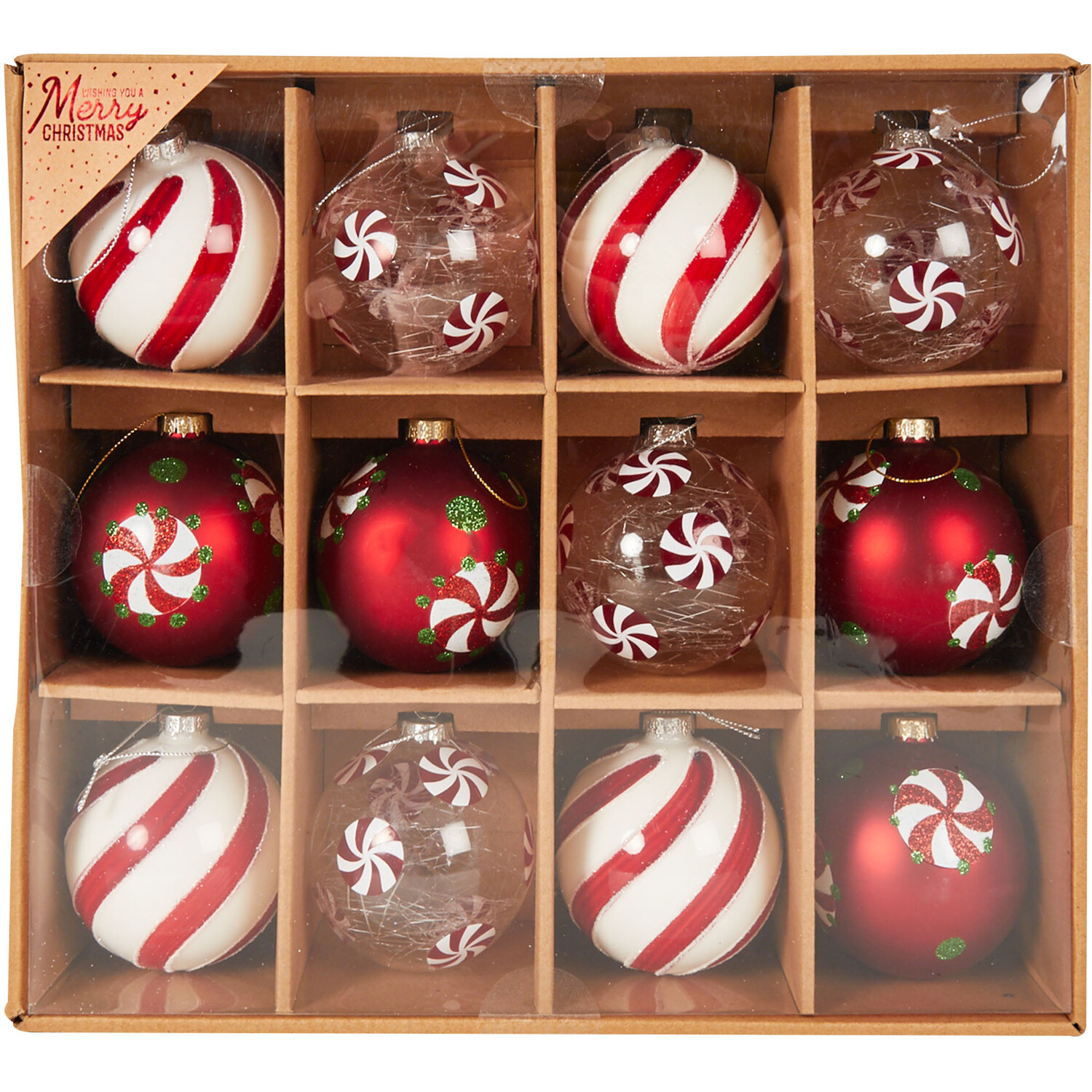 Set of 12 Candy Cane Baubles Image 1