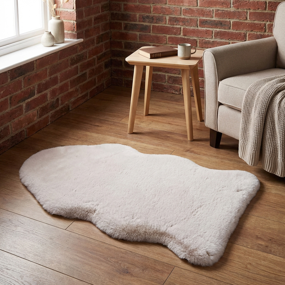 Mink Faux Rabbit Fur Rug 90cm Image 7