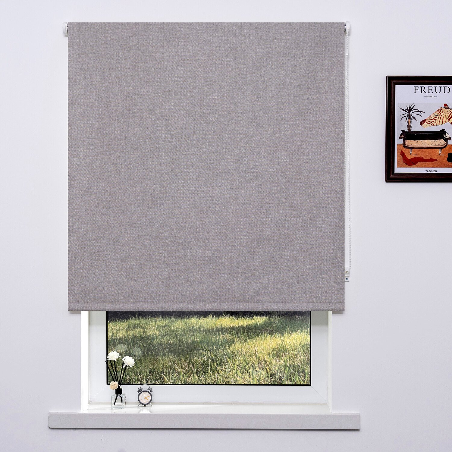 Textured Blackout Roller Blind Beige 180cm Image 1