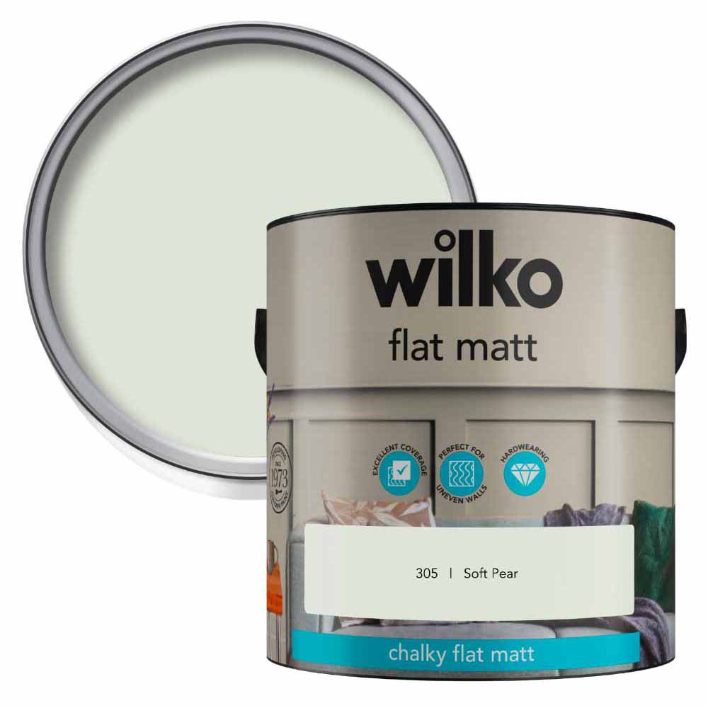 Wilko Soft Pear Flat Matt Emulsion Paint 2.5L Image 1