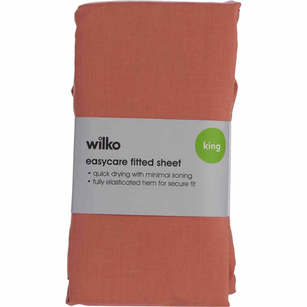 Wilko Soft Terracotta Fitted Sheet King Size Image 2