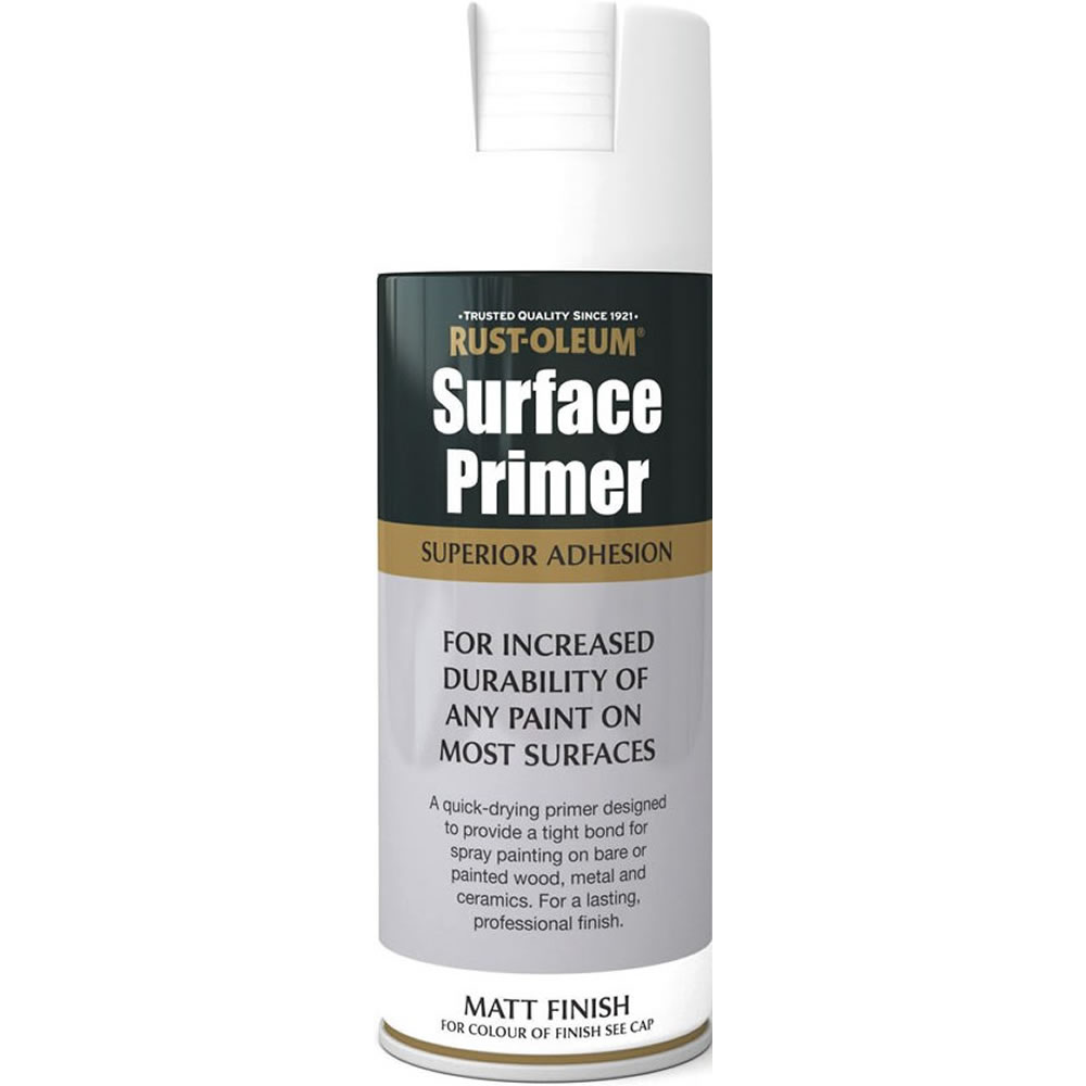 Rust-Oleum White Surface Primer Matt Spray Paint 400ml Image