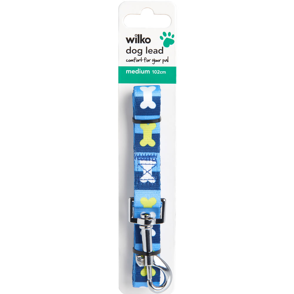 Single Wilko Medium Bone Design Dog Lead 102cm in Assorted styles Image 2