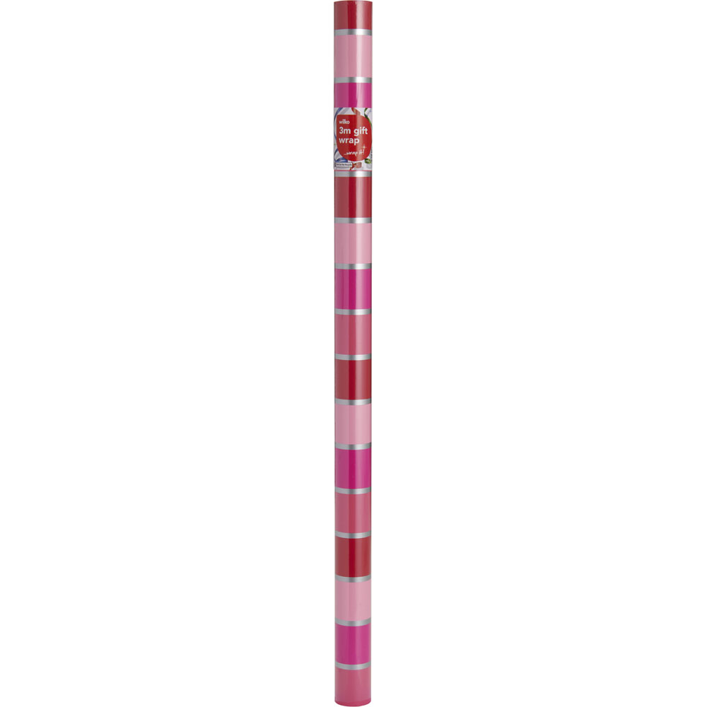 Wilko 3m Pink Stripe Roll Wrap Image 4
