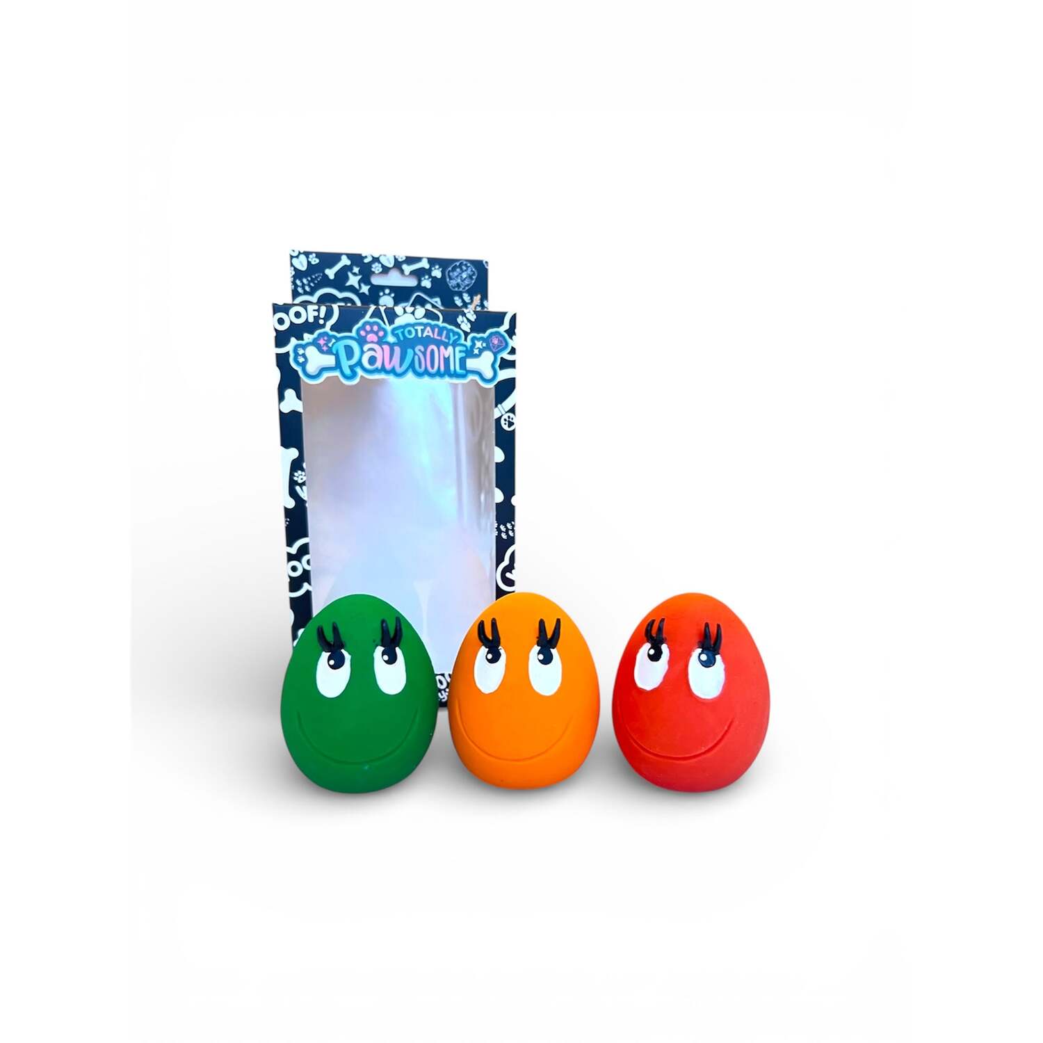 Totally Pawsome OVO Egg Small Dog Toy, 3 Pack, Red Orange and Green Image 2