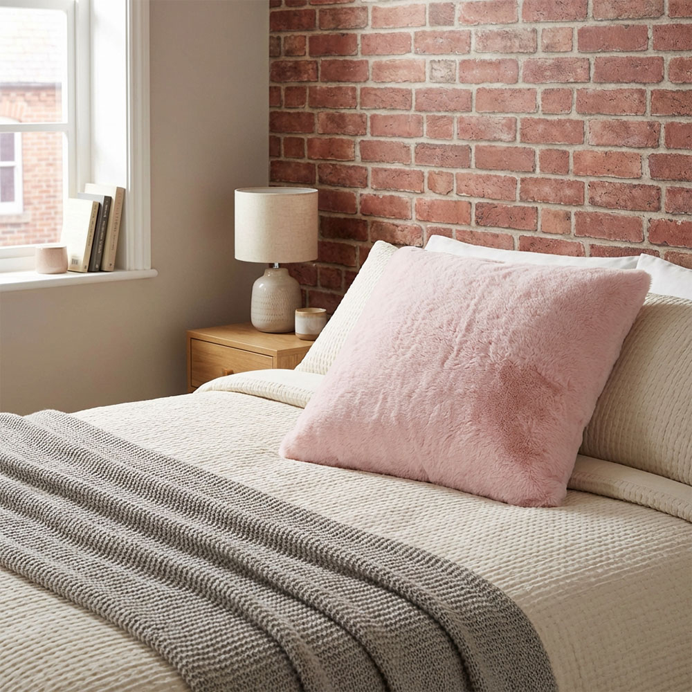Divante Blush Rabbit Faux Fur Cushion 55cm Image 2