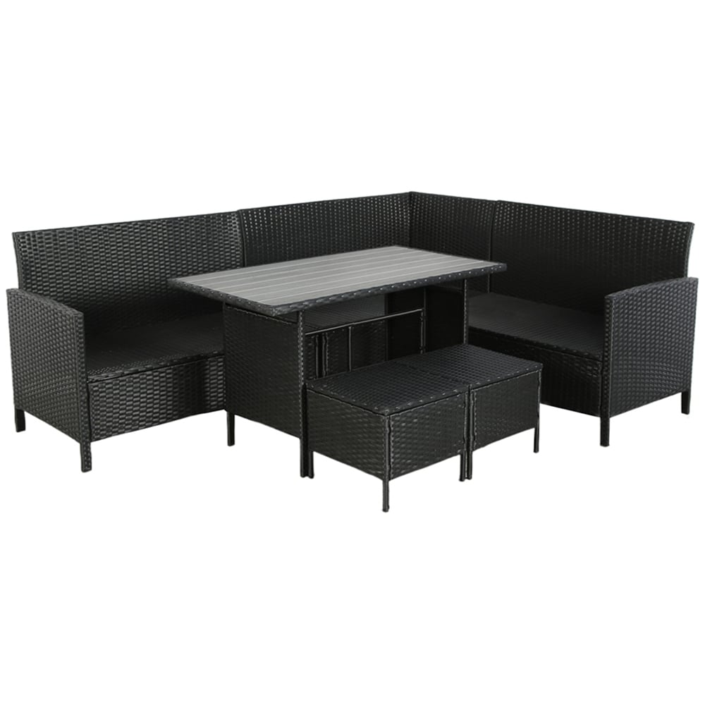 Home Garden Direct Thalia 8 Seater Black Rattan Corner Sofa Set with Polywood Table Image 3