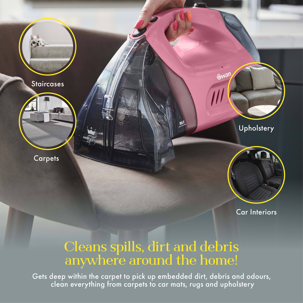 Swan SC18410QOCN Pink Lynsey Handheld Carpet Cleaner Image 4