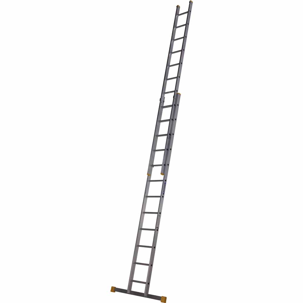 Abru Werner Box Section Double Extension Ladder 1.85m Aluminium, steel, plastic  - wilko