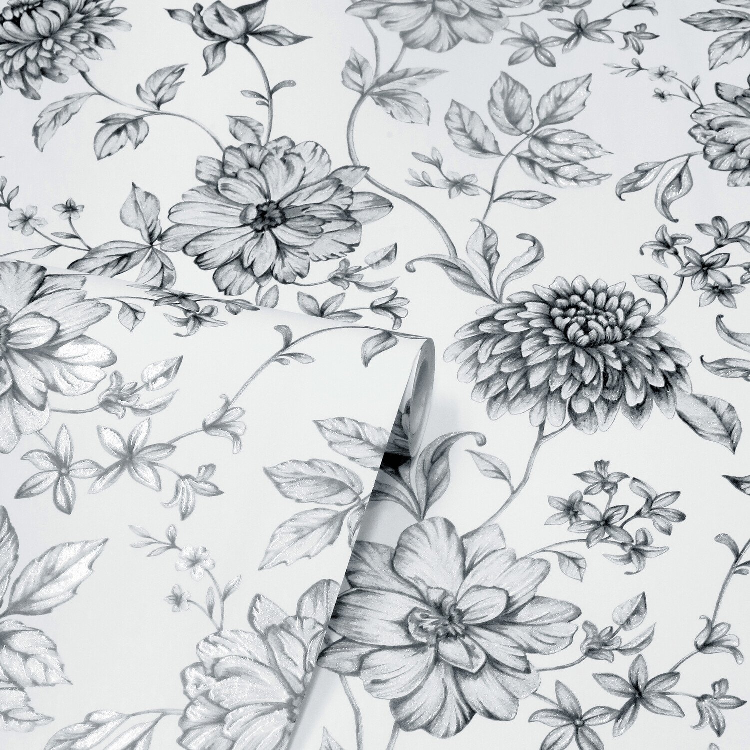 Fleur Mono Wallpaper - Monochrome Image 2