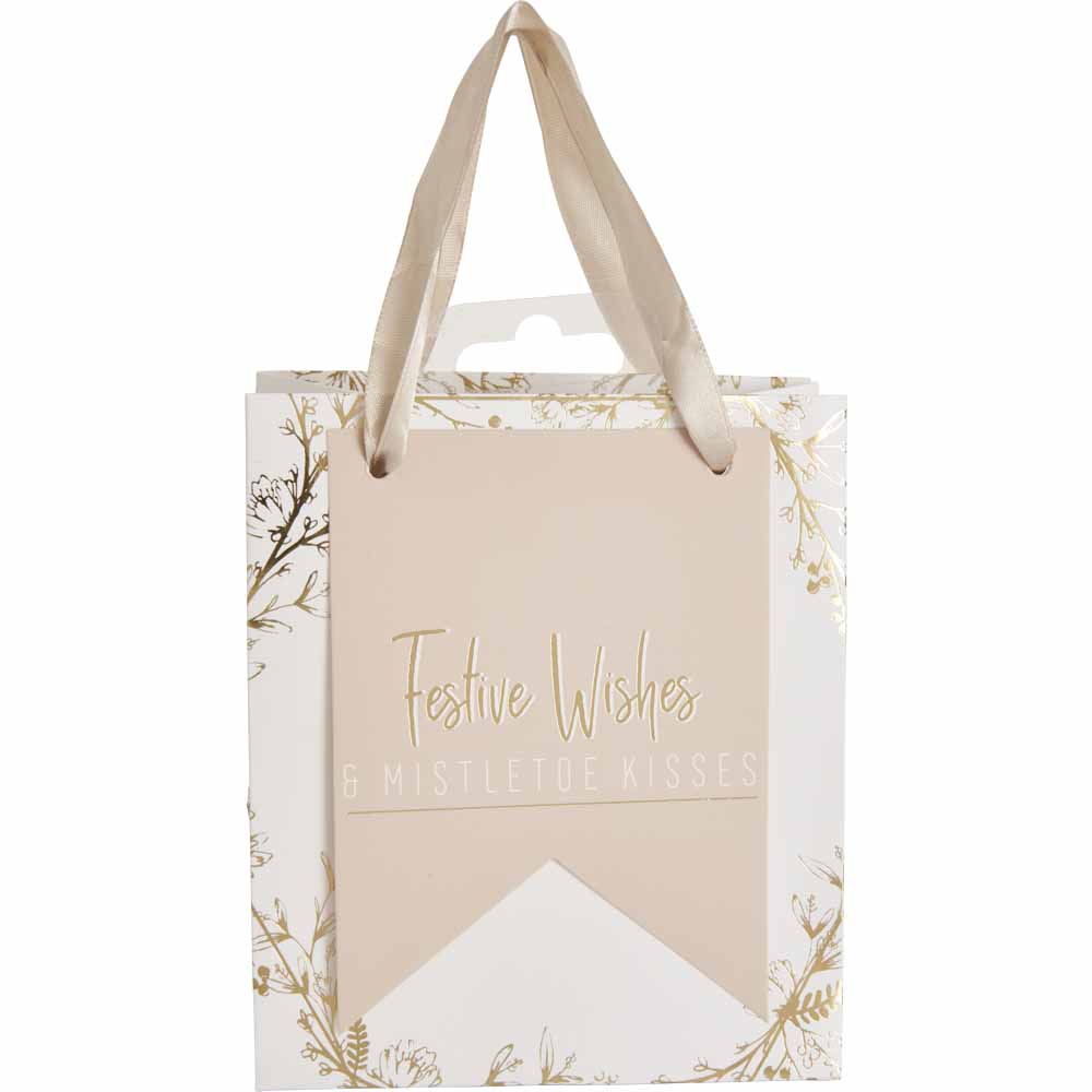 Wilko Luxe Sparkle Christmas Gift Bag Small Image 1