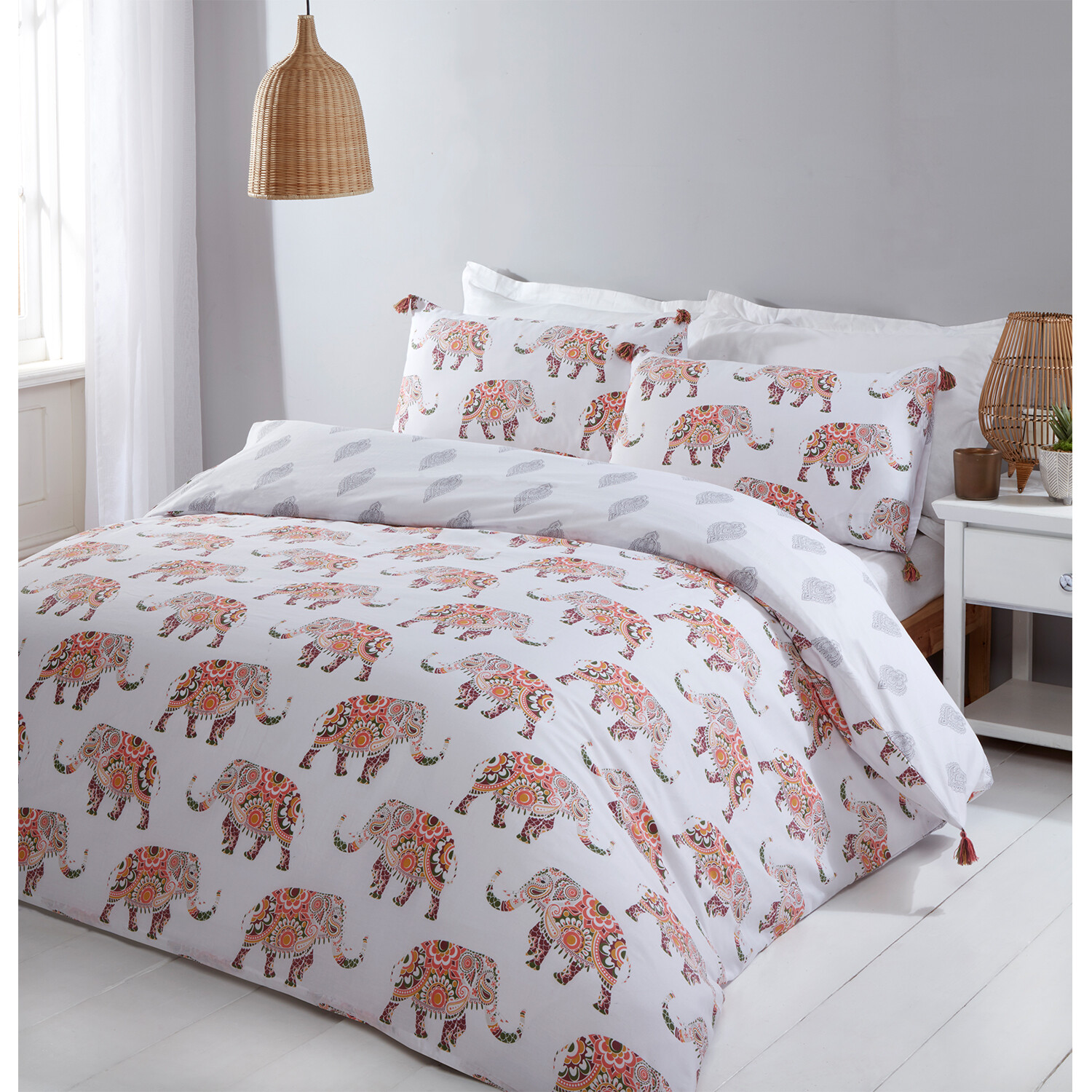 Zaria Elephants Duvet Cover and Pillowcase Set - King size Image 2