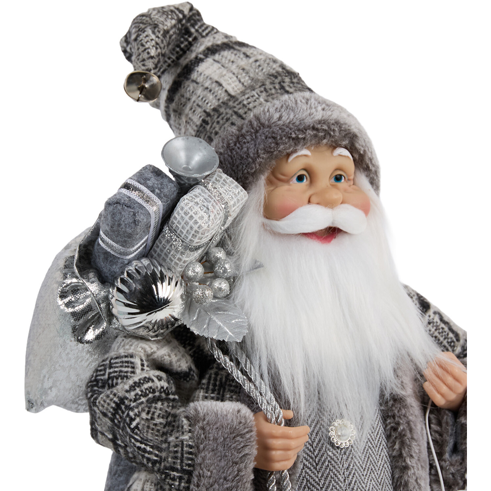 Scandi Standing Santa Decoration Grey Image 4