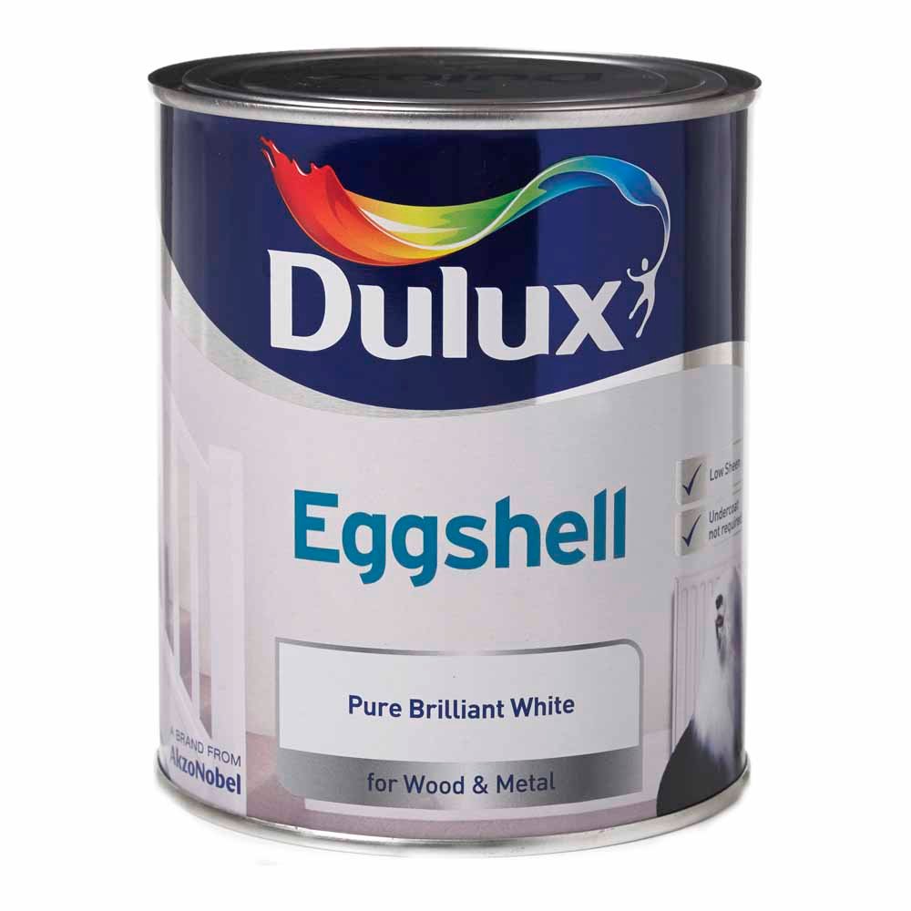 Dulux Wood and Metal Pure Brilliant White Eggshell Paint 750ml Image 2
