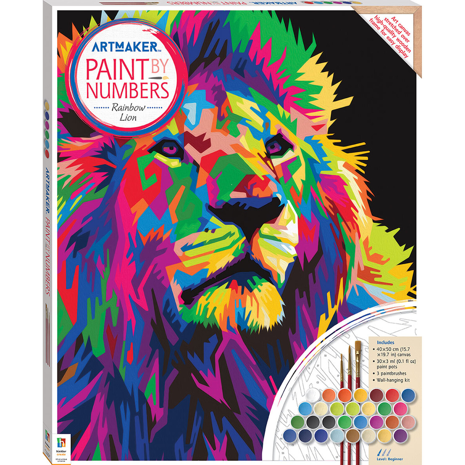Hinkler Paint Your Own Colourful Lion Canvas Kit Image