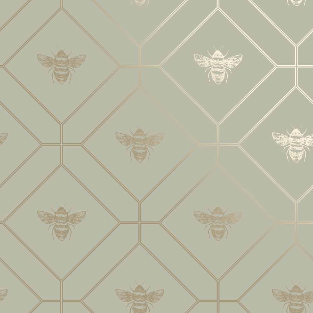 Holden Decor Honeycomb Bee Green Wallpaper Image 1