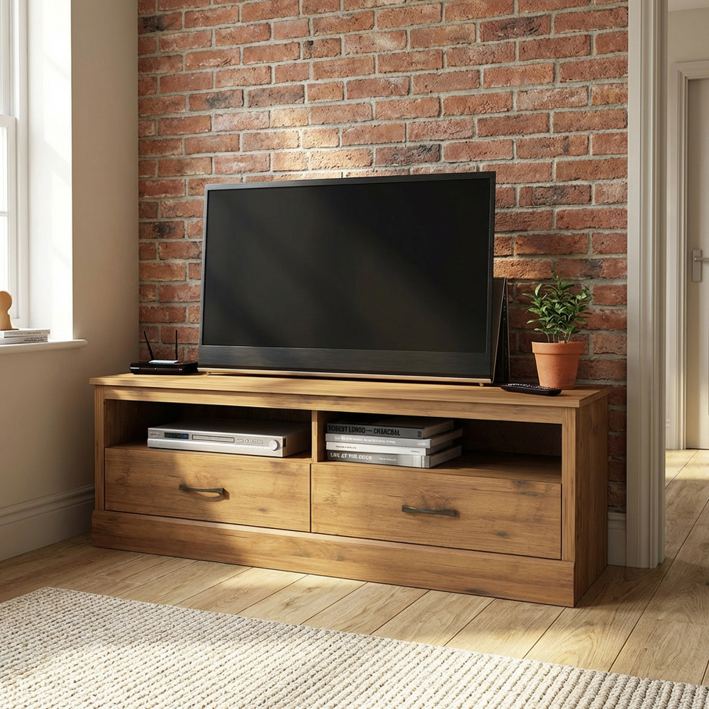 Camford 2 Drawer Mexican Pine Large TV Unit Image 6