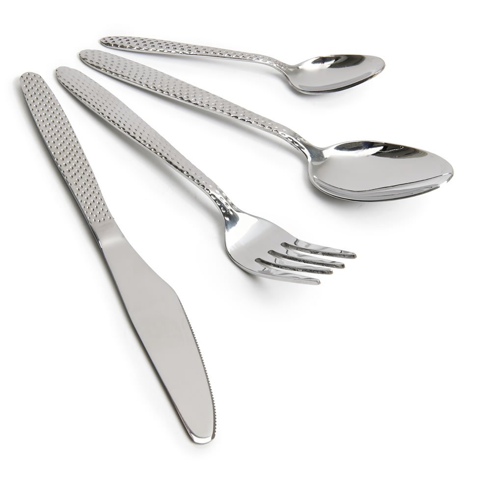 Wilko 24 piece Hammered Cutlery Set Image 1