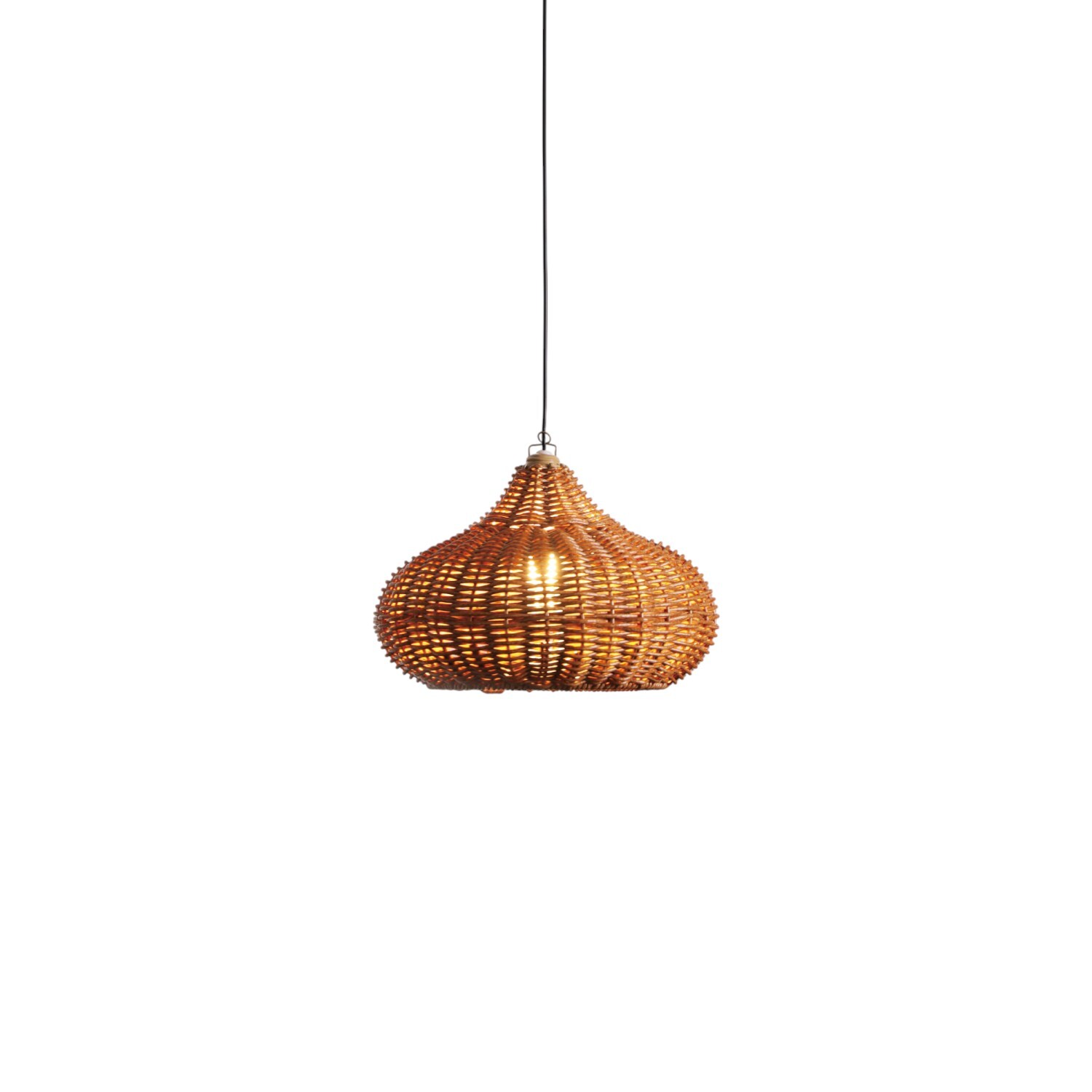 Solar Rattan Effect Pendant Light Brown Image 4